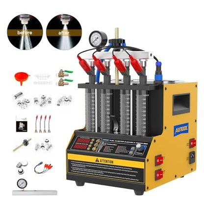 CT160 Fuel Injector Cleaner Tester, 4-Cylinder Ultrasonic Machine, 110V - color: Yellow