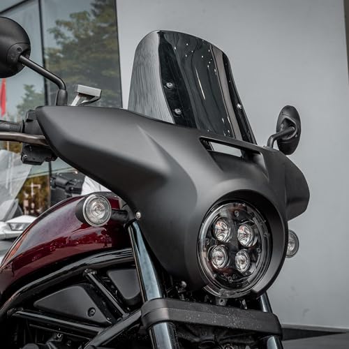 Motorcycle Headlight Fairing Cowl Windscreen for Rebel CMX 1100 2021-25 - color: Smoke+Matte Black