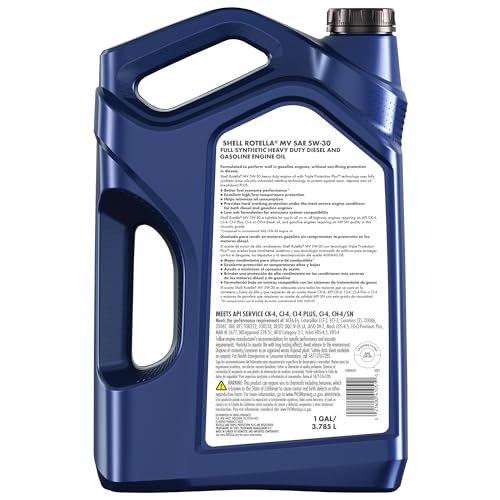 Shell Rotella 550046251 T6 Full Synthetic Multi-Vehicle 5W-30 Diesel Engine Oil (1-Gallon, Single Pack) - style: 1-Pack