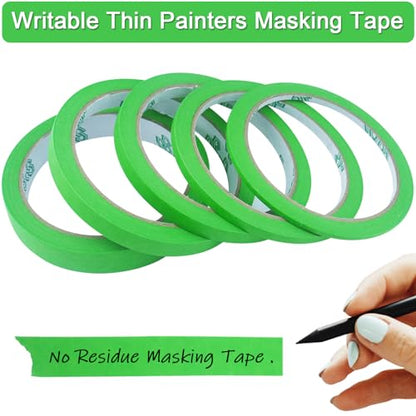 5 Rolls Pinstripe Tape Thin Painters Masking Tape - color: Green