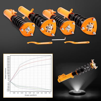 maXpeedingrods Coilovers for Toyota Camry ACV30/MCV30 2002-2006, 24 Levels Adjustable Damper Coilovers Suspension Kit, Height Adjustable Lowering Kit by 1-3" Gold