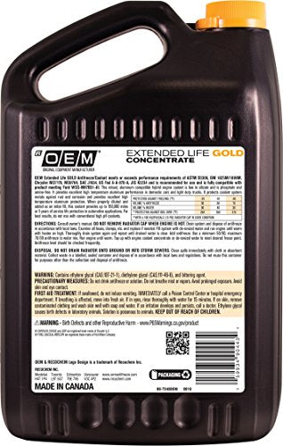 Recochem OEM 86-734GOEM Gold Premium Antifreeze Concentrate Extended Life GOLD, 1 gallon, 1 Pack - color: Gold, style: Concentrate