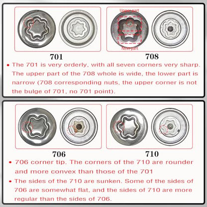 JL 708 for 27mm Nuts, Wheel Locking Nut Key for Jeep (JL) Dodge - size: 708