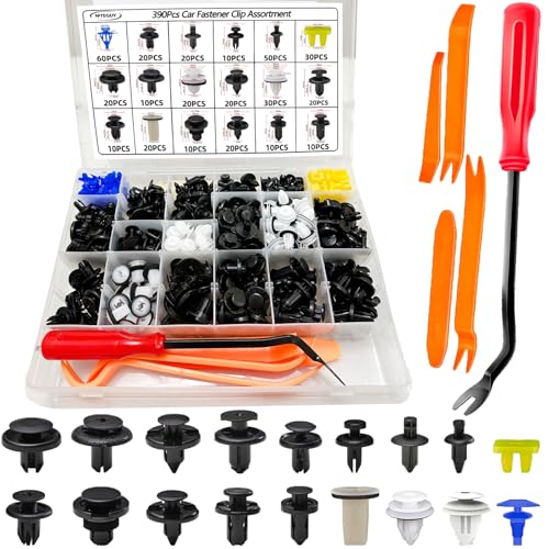 390Pcs Subaru Car Plastic Rivets Fasteners Push Retainer Kit,18 Most Popular Sizes Auto Push Pin Rivets, for Subaru Toyota Body Interior and Exterior Retainer Fastener Clip