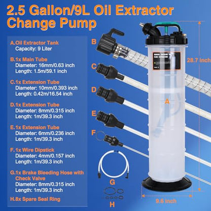 GOOACC Oil Extractor Pump 9L Manual Fluid Extractor Pump Vacuum Changer - size: 9L Manual