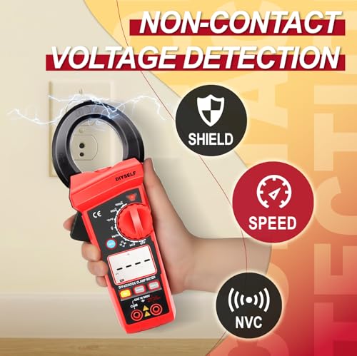 DIYSELF Clamp Meter, Digital Multimeter 6000 Counts, AC/DC Current &Voltage