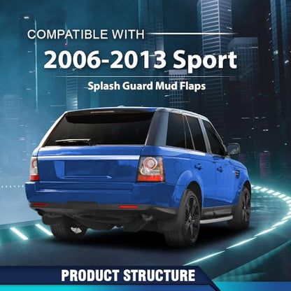 PIT66 4Pcs Mud Flaps Fit Land Rover Range Rover Sport L320 2006-2013, Black - size: Fit Range Rover 2006-2013
