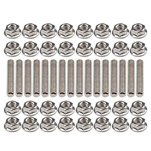 16 Pcs Stainless Steel Exhaust Manifold Stud Nuts Kit Compatible with Ford 4.6 5.4 Liter V8,Compatible with Ford 4.6L 5.4L F150 F250 Manifolds M8*1.25 Exhaust Stud