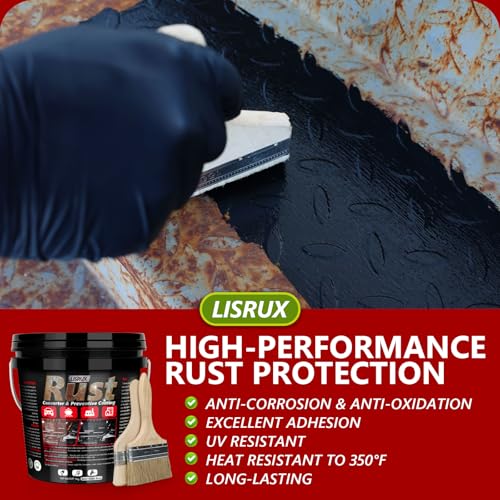 Rust Converter & Metal Primer, 141 Fl Oz Black Rust Inhibitor Paint for Metal, Automotive Rust Reformer, Industrial Grade Water Based, Heat Resistance & UV Resistant - size: Black-141 FL OZ