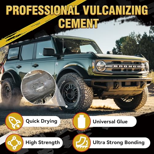 Zimtty Chemical Vulcanizing Cement,Heavy Duty Fast-Dry Tire Repair Glue with Brush, All-Purpose Rubber Cement for Tire Patches, Car, Motorcycle & Bike, Clear 8.5 Oz