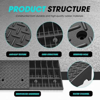 DNA Motoring 6.9" Rise Rubber Curb Ramp Heavy Duty Loading Driveway Ramp Threshold Ramp 39" W x 19.5" D x 6.9" H for Loading Dock, Warehouse, Motorcycles, Cars, TOOLS-00653 - style: 6.9 in