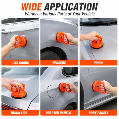 Dent Puller, 3-Pack Car Dent Puller with Controlled Suction, Paintless Dent Repair Tool for Minor Dents, Door Dings and Hail Damage, Paint-Friendly Dent Remover for Cars, Trucks and SUVs - Orange