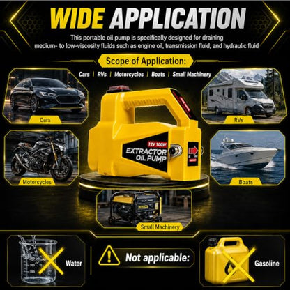 Oil Transfer Pump 12V 100W, Engine Oil Extractor Pump - color: Yellow