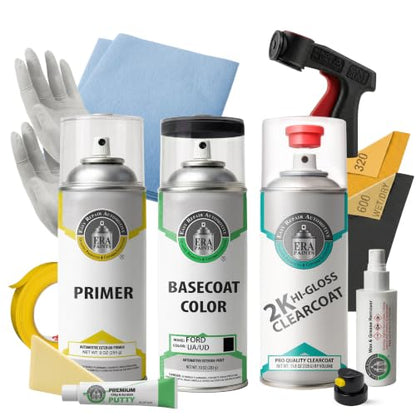 ERA Paints - UA/UD - Ebony Black for FORD Exact OEM Color Match Automotive Touch Up Paint for Cars - Spray Paint with Premium Spray Nozzle - 2K Pro Kit - Made in USA - style: Spray - 2K Pro Kit