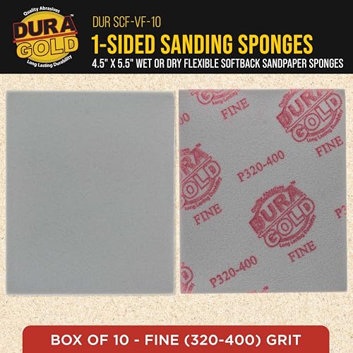 Dura-Gold Very Fine Cut Sanding Sponges 5.5" x 4.5", 320 to 400 Grit, Bx 10 - style: Very Fine