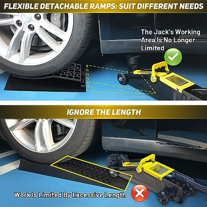 HOXWELL Detachable Low Profile Car Ramps for High Lift and Jack Support, Heavy Duty Car Ramps for Low Cars, Removable Vehicle Ramps for Garage, 15.35''-27.83'' L, 2PCS - size: 260DT-2PCS