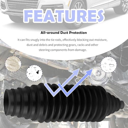 Tie Rod Boot Kit with Pinion Bellow Cable Ties and Clamps,Waterproof & Dustproof Rack and Pinion Boot for Steering System Protection,Silicone Inner Tie Rod Boot Car Accessories (Black) - color: Black