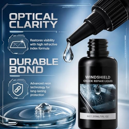Windshield Crack Repair Kit with Advanced Resin Formula – Fast Cure DIY Automotive Glass Repair Solution for Chips and Cracks on Cars, Trucks and SUVs