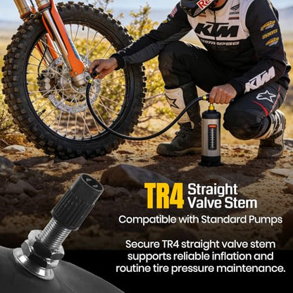AR-PRO (2-Pack) 110/90-19 & 120/90-19 Heavy-Duty Motorcycle Inner Tubes, 3mm Thick Butyl Rubber Tubes, TR4 Valve Stem, Fits Off-Road, Motocross & Dirt Bike Tires - size: 110/90-19" (4.50 x 19), TR4 Valve