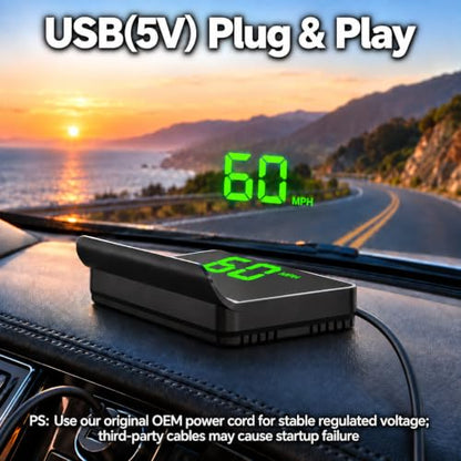 Heads up Display for Cars, Car HUD, GPS Speedometer,Head up Display for Car - color: Green