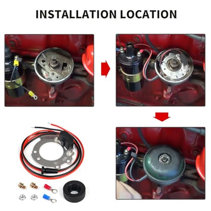 Ignitor Conversion Kit Compatible with Ford 4 Cylinder Tractors 2N 9N 8N 500-900 Series V4 12v Electronic Ignition Module Conversion Kit Replace 1244A