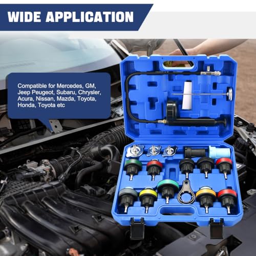 DASBET 18PCS Radiator Pressure Leakage Tester Tool Kit (Blue) - color: Blue