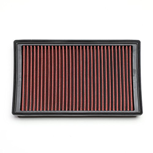 DNA Motoring AFPN-002-RD Clean Air Washable Drop In Panel Air Filter Enhance Engine Performance Power & Acceleration Improve [Compatible with 15-17 A3 S3 Turbo/TT Quattro] - style: 15-17 A3 Red