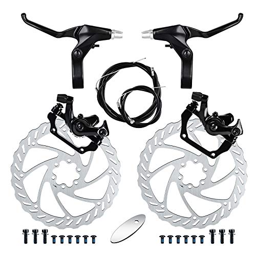 Bike Disc Brake Kit, Aluminum Front and Rear Caliper, Full Aluminum Alloy Bicycle Brake Lever, 180mm Rotor, Mechanic Tool-Free Pad Adjuster for Road Bike, Mountain Bike - color: 180mm Disc brake kit