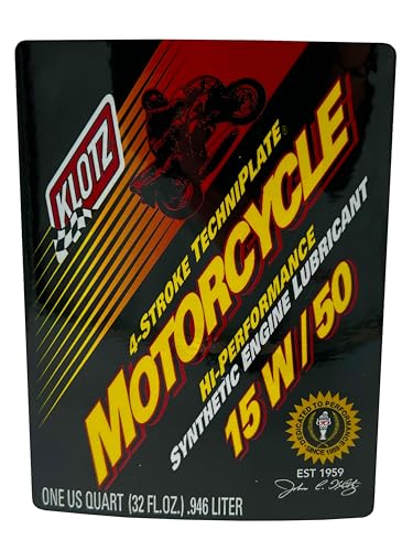 Klotz Motorcycle TechniPlate with Integrated Transmission, Hi-Performance Synthetic Motor Oil Lubricant for 4-Stroke Engines | 15W-50 – KL-815 – 1 Quart - size: 15W-50
