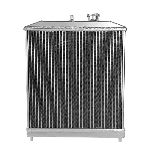Auto Dynasty Factory Style 2-Row Cooling Radiator with 12V Fan Shroud Compatible with Honda Civic EH9 EJ8 EJ7 EJ6 EM1 Del Sol Acura Integra DB DC1 DC2 (Half Size) AT MT 92-01, Aluminum Core