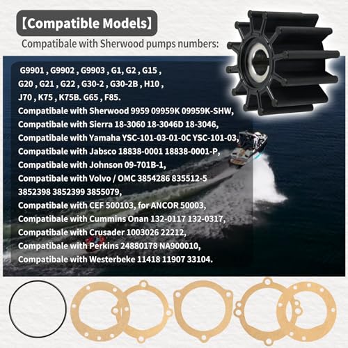 09959K-SHW 12 Blade Impeller Kit Compatible with Sherwood Sierra Yamaha