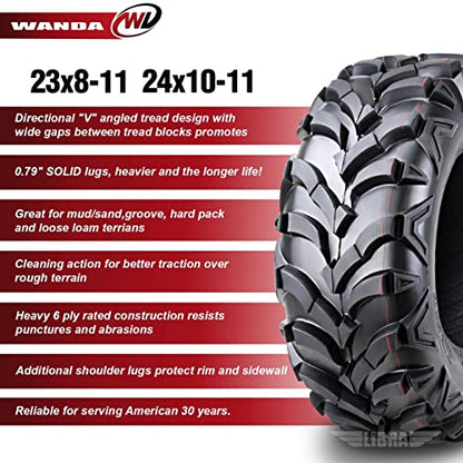 WANDA Set 4 AT MASTER ATV/UTV Tires 23x8-11 Front & 24x10-11 Rear /6PR P341 - size: 23x8-11 & 24x10-11