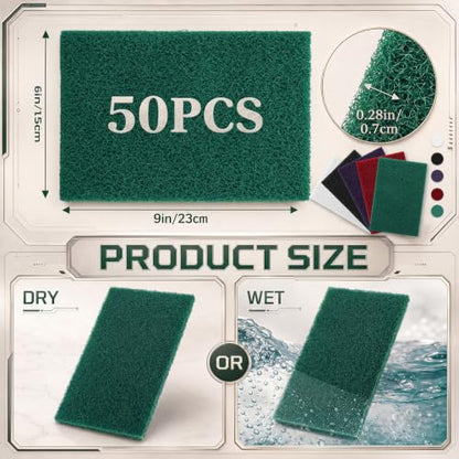 50 Pack Multicolor Fine Scuff Pads 6 X 9 in Abrasive Sanding Pad - color: Multicolor