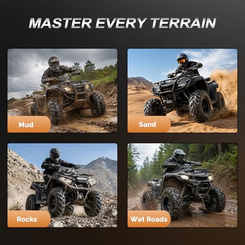 TUFFIOM Set of 4 ATV UTV All-terrain Tires 25x8-12 Front & 25x10-12 Rear, 6 PR, Tubeless - size: 25x8-12 & 25x10-12