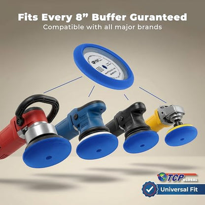 TCP Global 8" Blue Foam Buffing Pad, Light Cut Polish - color: Blue