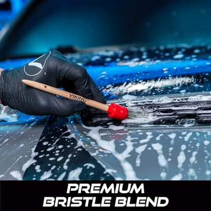 VIKING Car Detailing Brush Set for Exterior Car Cleaning, 3 Pack - color: Red