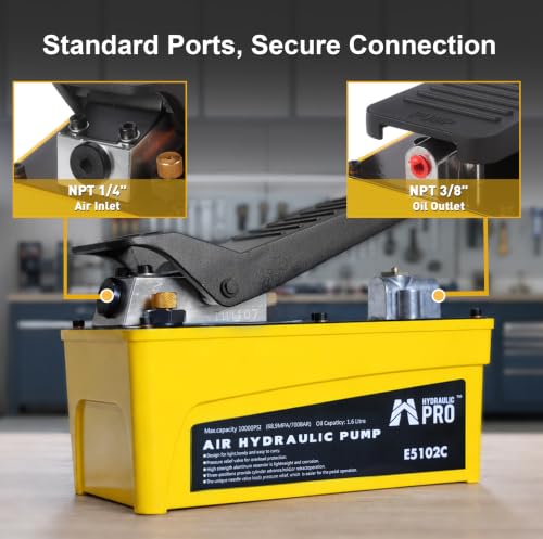 Air Hydraulic Pump, 10000 PSI High Pressure Output, Foot Pedal Pump, Yellow - color: Yellow