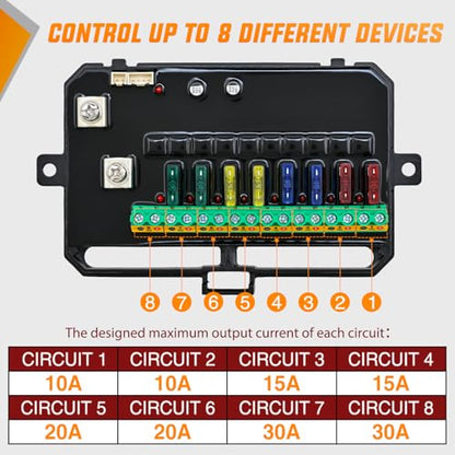 Nilight 8 Gang Switch Panel Red 12V 24V Circuit Control Relay System 4-Mode - color: Red, size: 8 Gang Switch 4 Modes