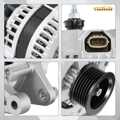 12V 130A Alternator, FIT 2011-2013 Honda Odyssey, FIT 2012-2015 Pilot, FIT 2012-2014 Ridgeline 3.5L V6, 6-Groove Pulley, Replaces OE# 31100-RV0-A01, 104210-1240, 11573