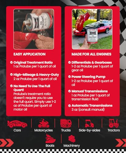 Prolube Oil Treatment - Engine Oil Additive for Gas & Diesel Engines - Reduces Wear, Noise, Vibration - Boosts Fuel Economy & Horsepower - Works on Transmissions & Differentials (16oz) - size: 16 fl oz
