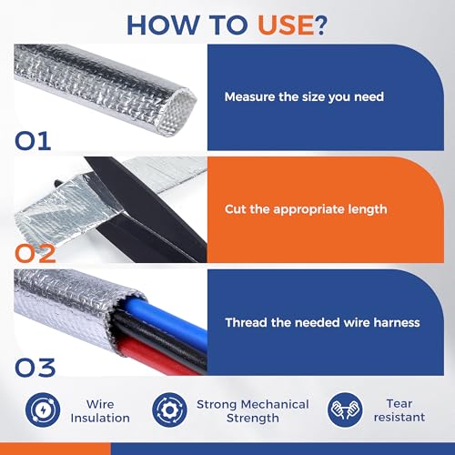 Automotive Heat Shield Sleeve High Temp Sheathing Roll 1/2inch-12ft - size: 1/2" 12Ft