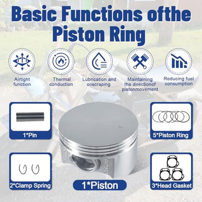 70mm Flat Top Piston and .550 Ring Kit With Head Gasket For Predator 212cc