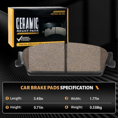D1194 Rear Ceramic Brake Pads Kit Fit For Cadillac Escalade 2007-2014, For Chevrolet Avalanche 2007-2013, For Silverado 1500 2007-2013, For Suburban 1500 2007-2014, For Tahoe 07-14 - size: HZ1194H