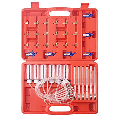 DAYUAN 6 Cylinder Diesel Injector Flow Meter Diagnostic Set Bundle with 8pcs Professional Petrol Engine Compression Tester Kit