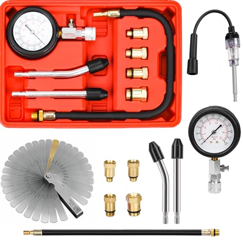 10 Pieces Engine Compression Tester kit with Spark Plug Tester
