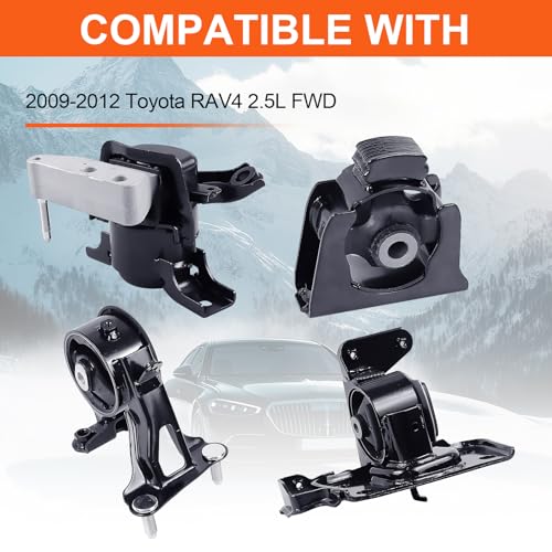 Engine Motor Mount Set & Trans Mount Compatible with 2009-2012 Toyota RAV4 L4 2.5L, 4PCS, Replacement for A62038 A62050 A62093HY A62064 - size: Rav4 L4 09-12