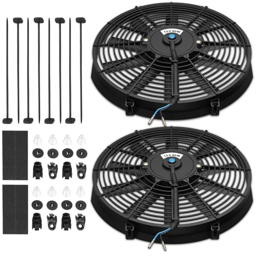 Auto Dynasty 16" Universal Electric Radiator Cooling Fan Kit, Black - 2Pcs - size: 16 Inch Diameter
