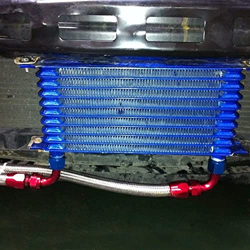 GRAND ORANGE Universal 10 Row Engine AN-10 Oil Cooler + Thermostat Adaptor Kit + Oil Lines - size: 10 Row 10 AN | Golden