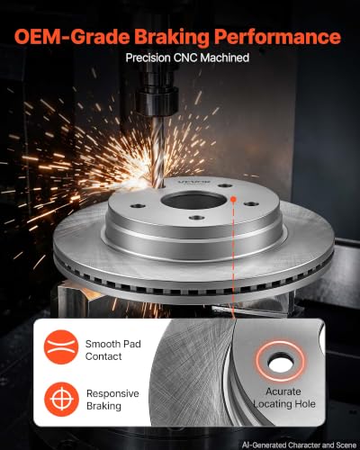VEVOR Front & Rear Brake Kit Ceramic Brake Pads & Hollow Brake Rotors Kit - size: R-53005 + R-53006