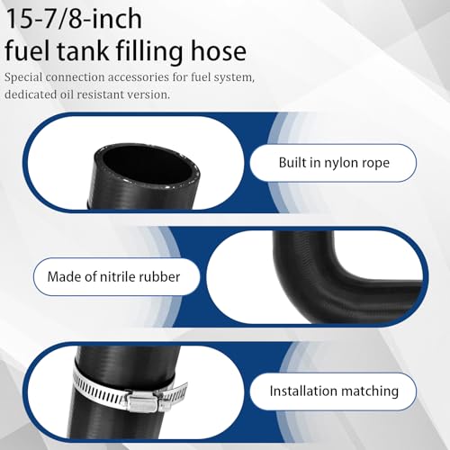 1 3/8 inch Fuel Filler Neck Hose With 4 Clamps, 15 7/8" Length Reinforced Gas Tank Hose (90 Degree, 1.375" ID) - size: 1.375" ID, style: 90 Degree